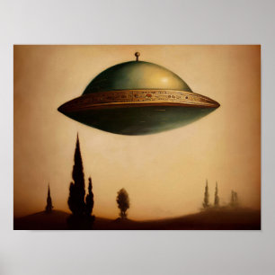  Antiek UFO kunstschilderij Poster