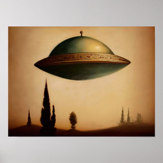  Antiek UFO kunstschilderij Poster (Voorkant)