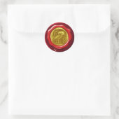 ANTIEK UIL GOUDGELE RODE WAX SEAL RONDE STICKER (Tas)
