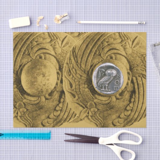 ANTIEK UIL Zilveren Grieks Munt Tissuepapier (Craft)