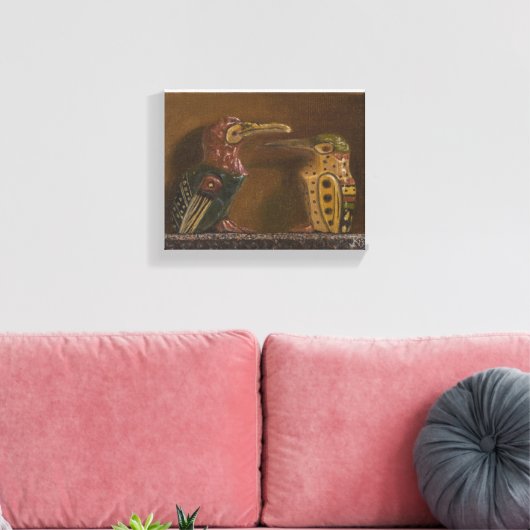 Antiek uitgesneden vogels canvas afdruk (Insitu (Woonkamer))