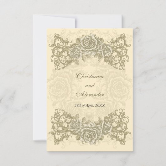 Antiek uitnodigen voor een gesprek over Rozen van  RSVP Kaartje (Achterkant)