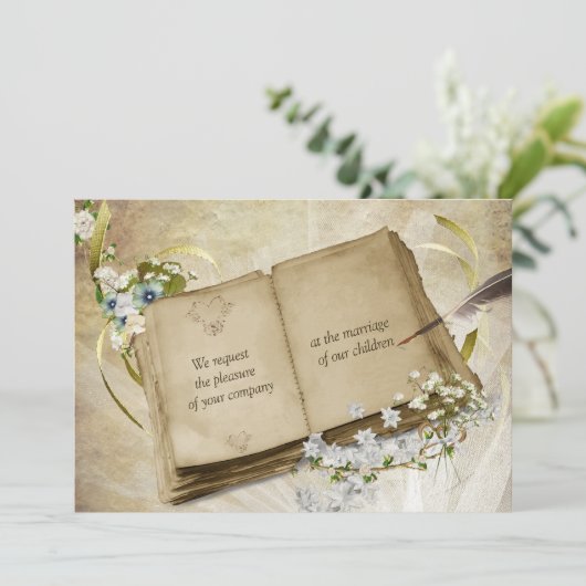 Antiek uitnodiging tot bruiloft (Staand voorkant)