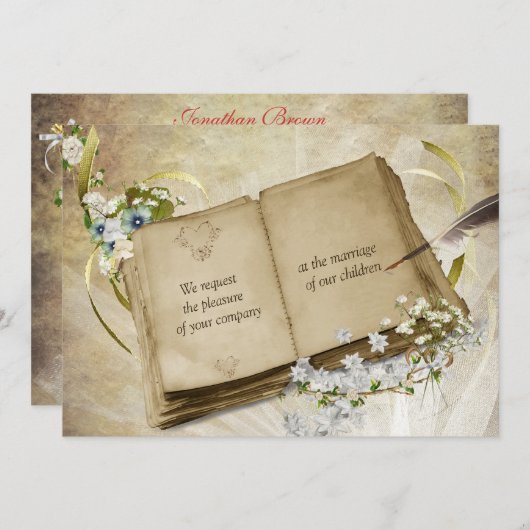 Antiek uitnodiging tot bruiloft (Voorkant / Achterkant)