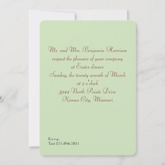 Antiek uitnodiging tot het uitnodigen van Pasen (Achterkant)