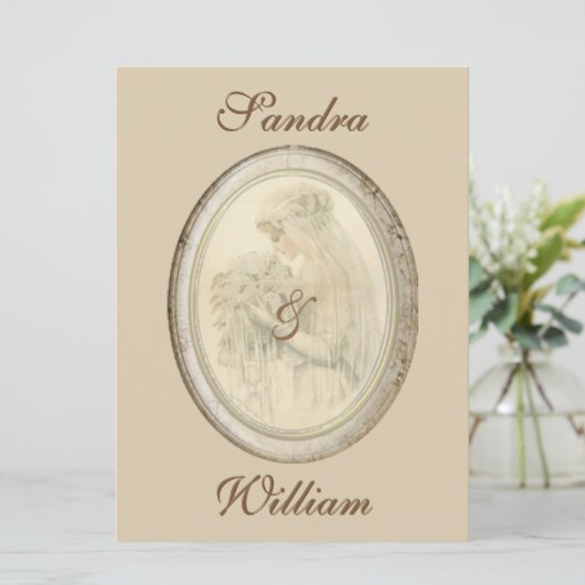 Antiek uitnodiging tot het uitzenden van een bruid (Staand voorkant)