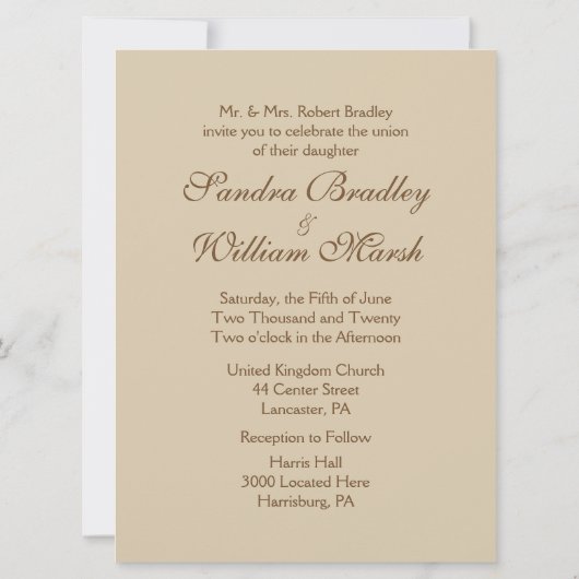 Antiek uitnodiging tot het uitzenden van een bruid (Achterkant)