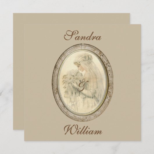 Antiek uitnodiging tot het uitzenden van een bruid (Voorkant / Achterkant)