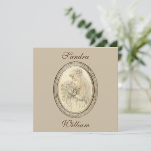 Antiek uitnodiging tot het uitzenden van een bruid (Staand voorkant)