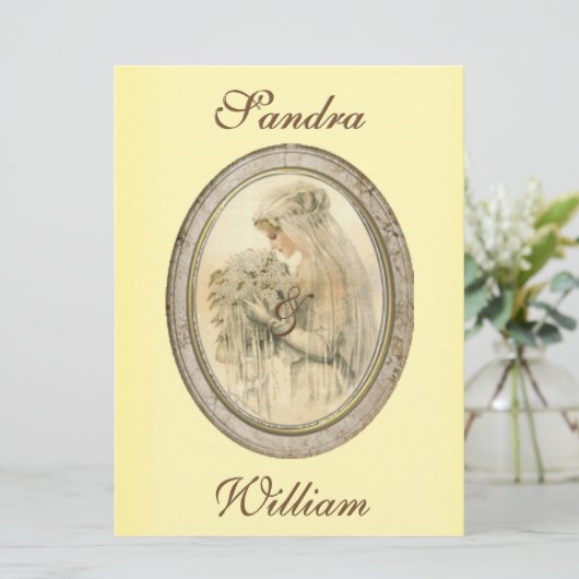 Antiek uitnodiging tot het uitzenden van een huwel (Staand voorkant)