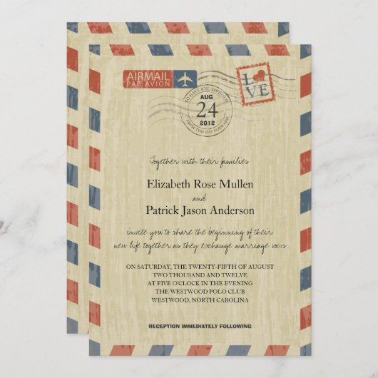 Antiek uitnodiging tot weduwschap via Airmail (Voorkant / Achterkant)