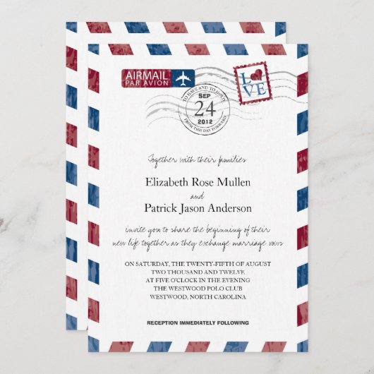 Antiek uitnodiging tot weduwschap via Airmail (Voorkant / Achterkant)