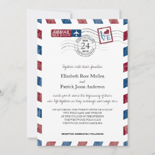 Antiek uitnodiging tot weduwschap via Airmail