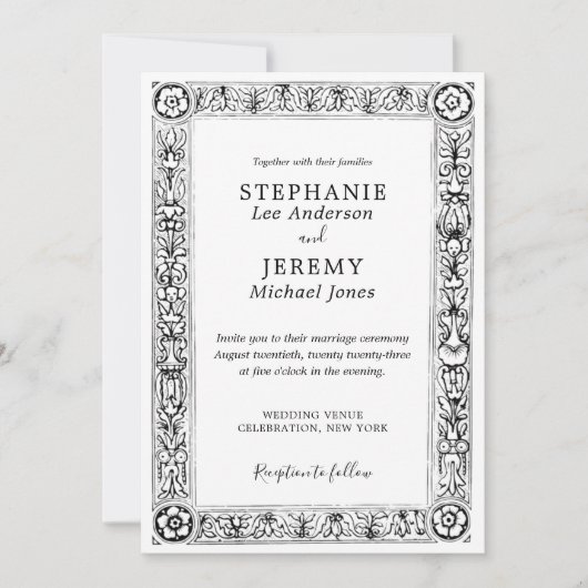 Antiek Uitnodiging van de Zwarte en Witte Grens (Voorkant)