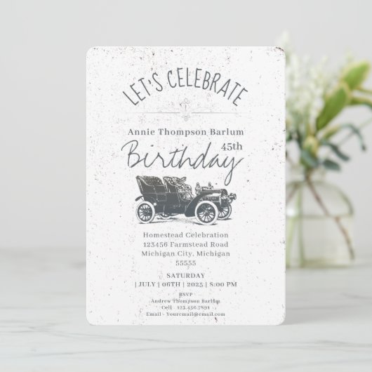 Antiek uitnodiging voor de geboorte van de auto (Staand voorkant)