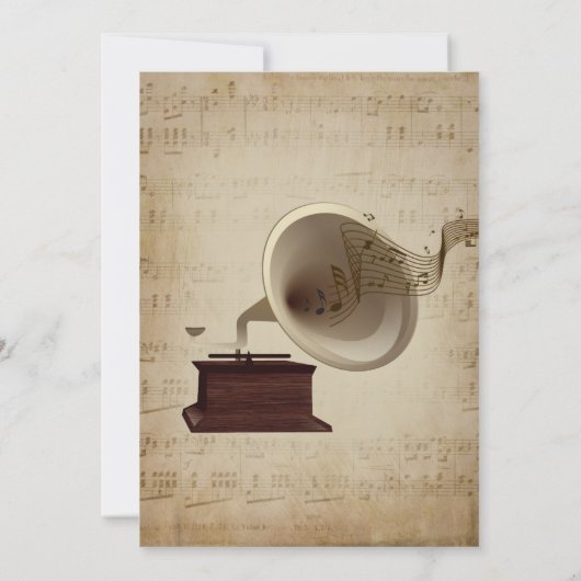 Antiek uitnodiging voor het thema Muziekweddenscha (Achterkant)