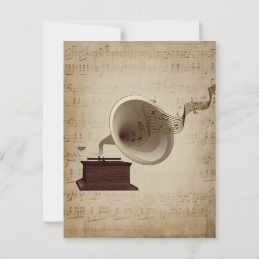 Antiek uitnodiging voor het thema Muziekweddenscha (Achterkant)