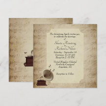 Antiek uitnodiging voor het thema Muziekweddenscha