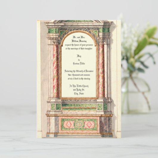 Antiek uitnodiging voor marmer Altar (Staand voorkant)