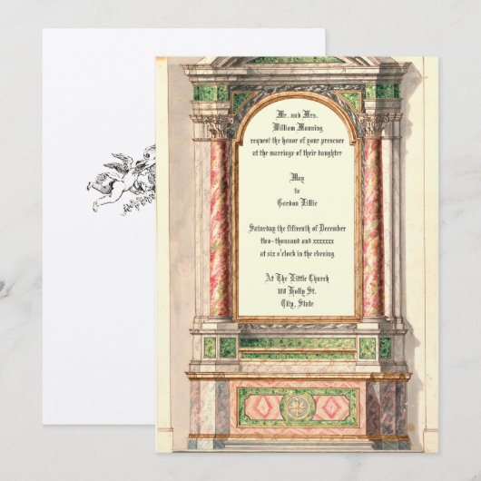 Antiek uitnodiging voor marmer Altar (Voorkant / Achterkant)