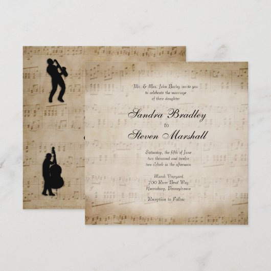 Antiek uitnodiging voor muziekweddenschappen op bl (Voorkant / Achterkant)