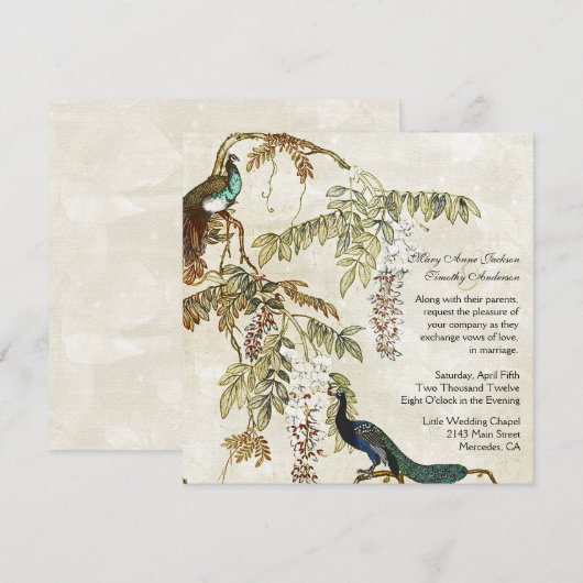 Antiek uitnodiging voor Peacock Wedding (Voorkant / Achterkant)