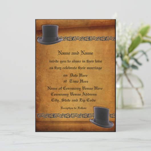 Antiek uitnodigingen voor aangepaste weddenschappe (Staand voorkant)