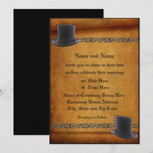 Antiek uitnodigingen voor aangepaste weddenschappe (Voorkant / Achterkant)
