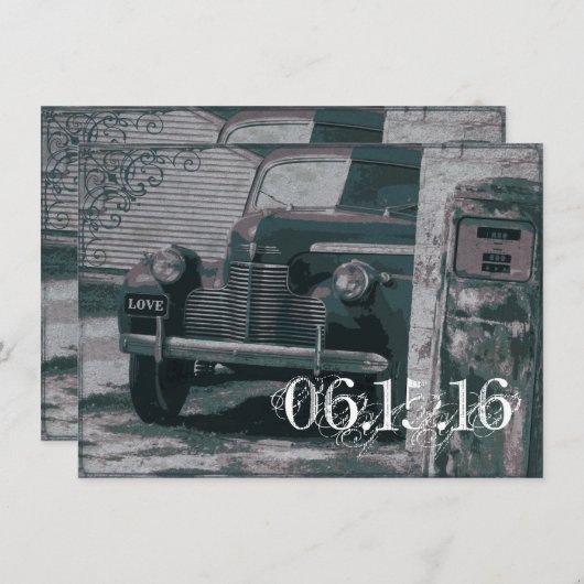 Antiek uitvindingen van de pomp voor autowrakken kaart (Voorkant / Achterkant)