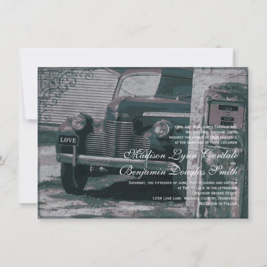 Antiek uitvindingen van de pomp voor autowrakken kaart (Achterkant)