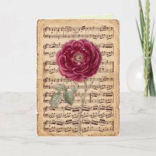 Antiek Uitziende Bladmuziek Delicate Bloemkunst Kaart