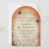 Antiek Urn Boom  Vogelbruiloft nodigt uit Kaart (Achterkant)