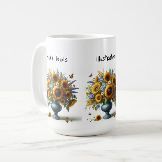 antiek urn met bloemen Bedrijfsnaam Mok (Voorkant links)