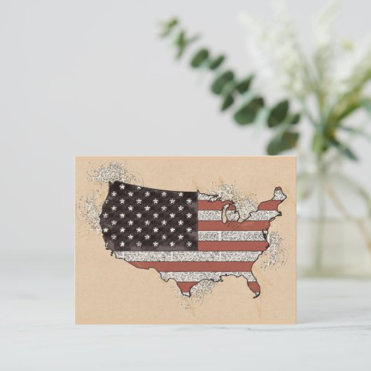  Antiek USA Souvenir Flag Reizen Kunstkaart Briefkaart (Staand voorkant)