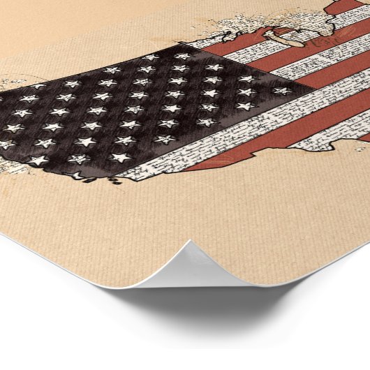 Antiek USA Souvenir Flag Reizen Kunstkaart Poster (Hoek)