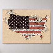 Antiek USA Souvenir Flag Reizen Kunstkaart Poster (Voorkant)