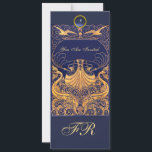 Antiek vaartuig, dolfijnen, geel, marineblauw mono kaart<br><div class="desc">Elegante,  klassieke vintage nautische stijl met een heldere 3D edelsteen plaats uw eigen tekst als een aankondigingskaart / plaatskaarten / save-the-date kaarten / dankjewel kaarten / ,  bruidsfeesten,  verjaardagsfeesten,  feestjes,  verlovingsfeesten,  of gewoon voor elk willekeurig evenement!</div>