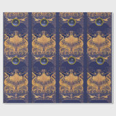 Antiek vaartuig,Dolfijnen,Gold,Navy Blue Nautical Cadeaupapier (Vlak)