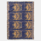 Antiek vaartuig,Dolfijnen,Gold,Navy Blue Nautical Deken (Voorkant Verticaal)