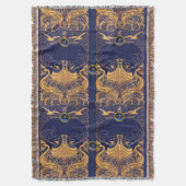 Antiek vaartuig,Dolfijnen,Gold,Navy Blue Nautical Deken (Voorkant Verticaal)