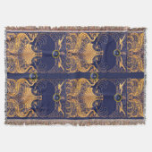 Antiek vaartuig,Dolfijnen,Gold,Navy Blue Nautical Deken (Voorkant)