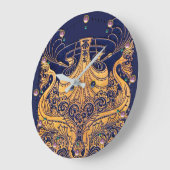 Antiek vaartuig,Dolfijnen,Gold,Navy Blue Nautical Grote Klok (Hoek)