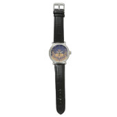 Antiek vaartuig,Dolfijnen,Gold,Navy Blue Nautical Horloge (Vlak)