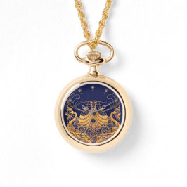 Antiek vaartuig,Dolfijnen,Gold,Navy Blue Nautical Horloge