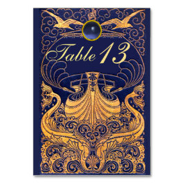 Antiek vaartuig,Dolfijnen,Gold,Navy Blue Nautical Kaart