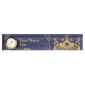 Antiek vaartuig,Dolfijnen,Gold,Navy Blue Nautical Naambordje (Voorkant)