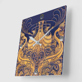 Antiek vaartuig,Dolfijnen,Gold,Navy Blue Nautical Vierkante Klok (Hoek)