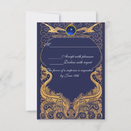 Antiek vaartuig,Dolfijnen,Gold,Navy Blue Rsvp (Achterkant)