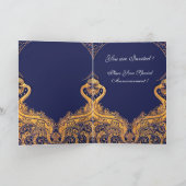 Antiek vaartuig,Dolfijnen,Goud,Blauw marinemonogra (Binnen)