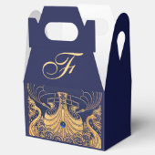 Antiek vaartuig,Dolfijnen,Goud,Blauw marinemonogra Bedankdoosjes (Geopend)